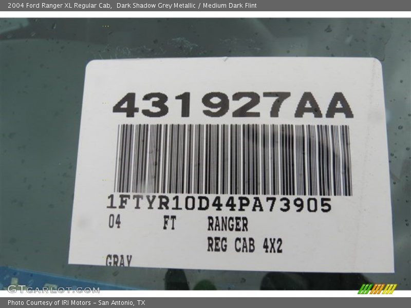 Dark Shadow Grey Metallic / Medium Dark Flint 2004 Ford Ranger XL Regular Cab