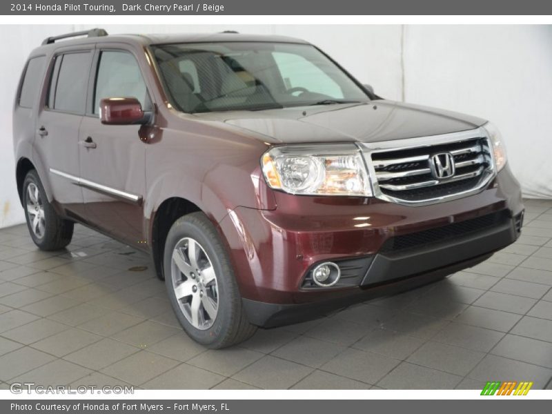 Dark Cherry Pearl / Beige 2014 Honda Pilot Touring