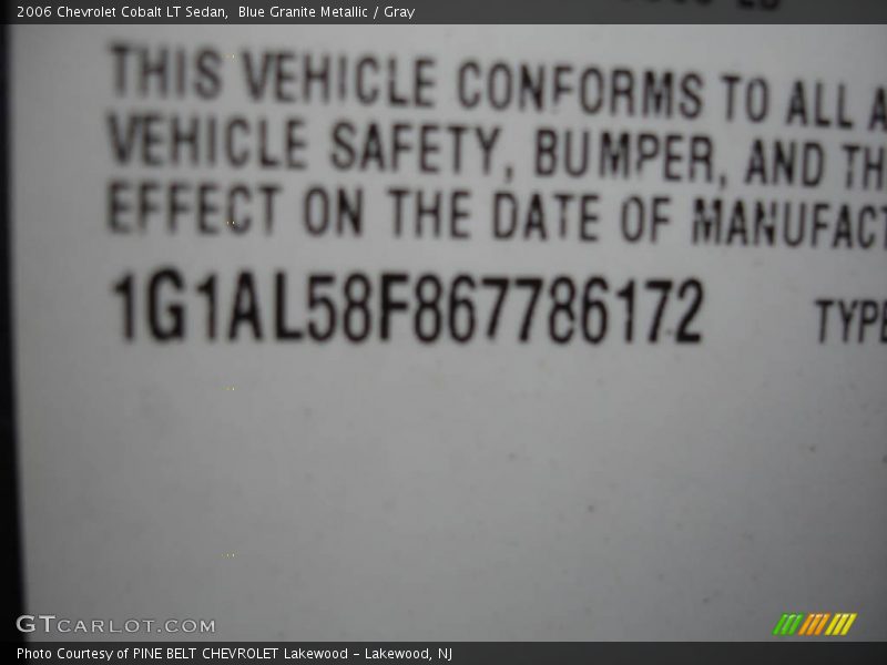 Blue Granite Metallic / Gray 2006 Chevrolet Cobalt LT Sedan