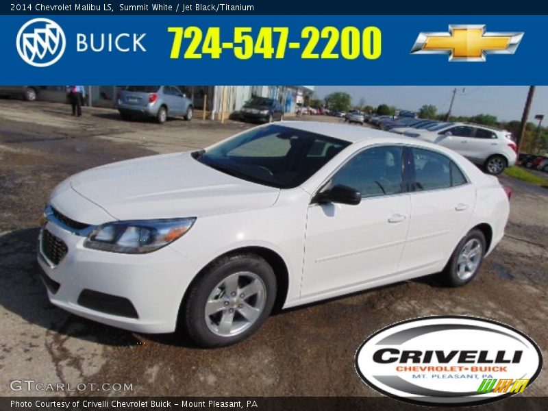 Summit White / Jet Black/Titanium 2014 Chevrolet Malibu LS