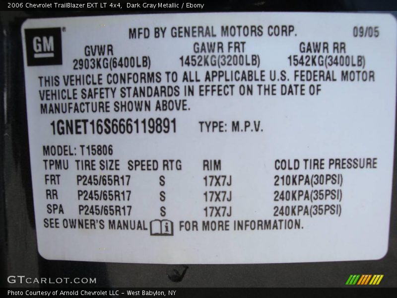 Dark Gray Metallic / Ebony 2006 Chevrolet TrailBlazer EXT LT 4x4