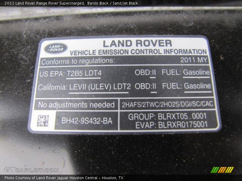 Barolo Black / Sand/Jet Black 2011 Land Rover Range Rover Supercharged