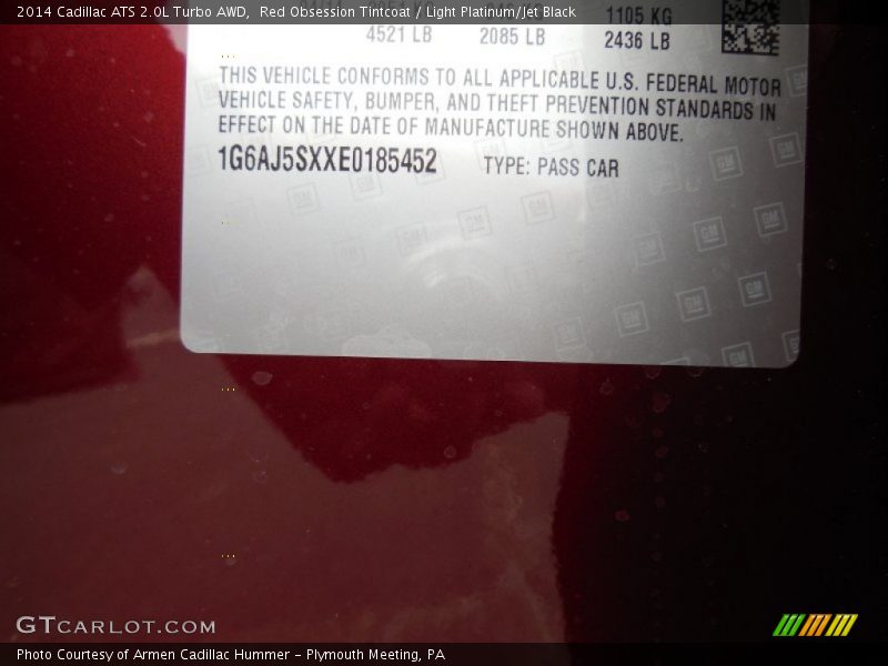 Red Obsession Tintcoat / Light Platinum/Jet Black 2014 Cadillac ATS 2.0L Turbo AWD