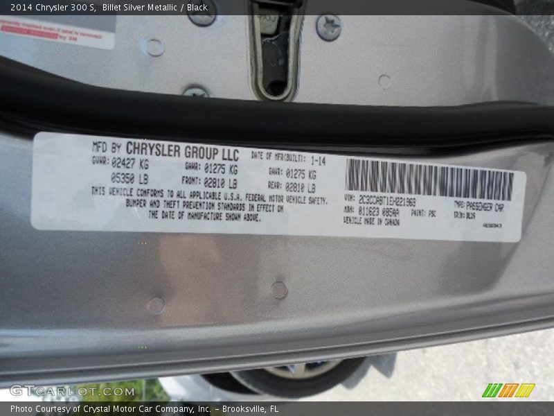 Billet Silver Metallic / Black 2014 Chrysler 300 S