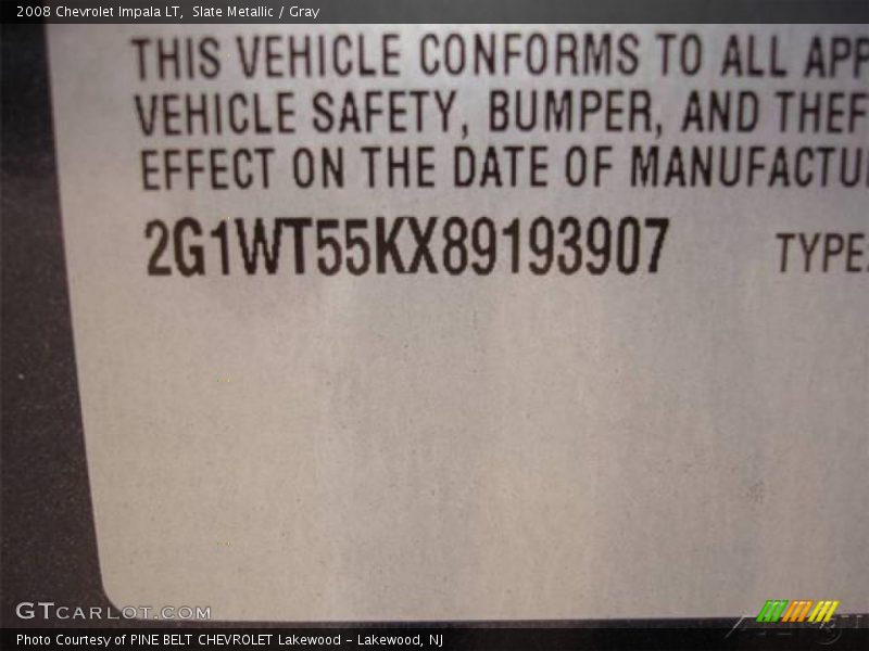 Slate Metallic / Gray 2008 Chevrolet Impala LT