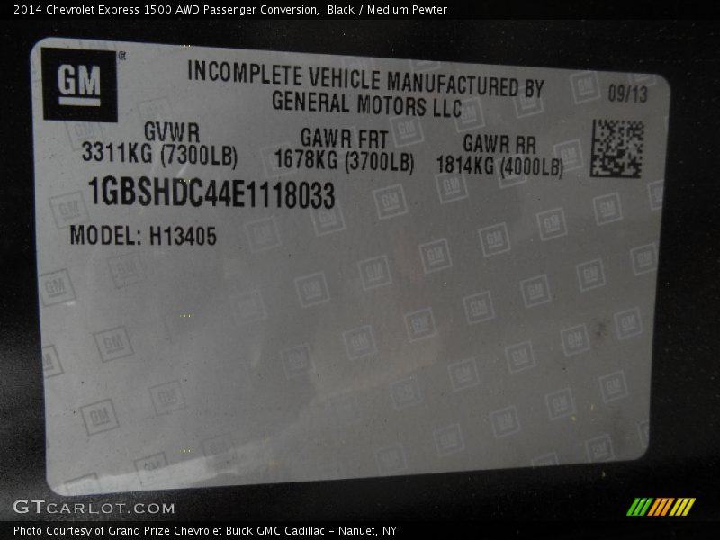 Black / Medium Pewter 2014 Chevrolet Express 1500 AWD Passenger Conversion