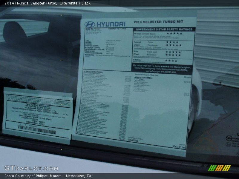 Elite White / Black 2014 Hyundai Veloster Turbo
