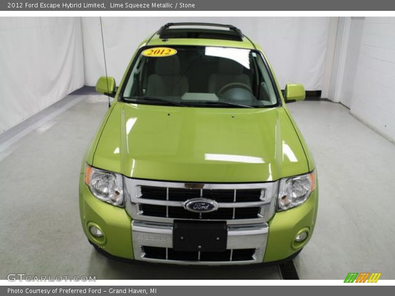 Lime Squeeze Metallic / Stone 2012 Ford Escape Hybrid Limited