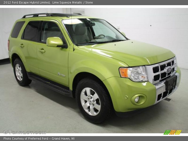 Lime Squeeze Metallic / Stone 2012 Ford Escape Hybrid Limited