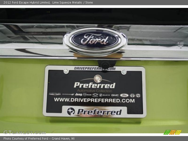 Lime Squeeze Metallic / Stone 2012 Ford Escape Hybrid Limited