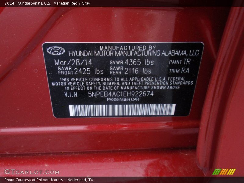 Venetian Red / Gray 2014 Hyundai Sonata GLS