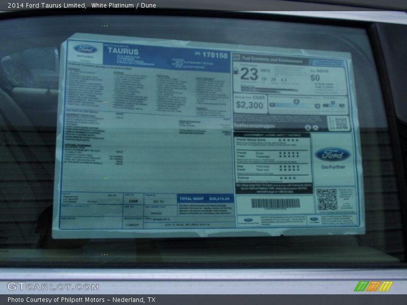 White Platinum / Dune 2014 Ford Taurus Limited