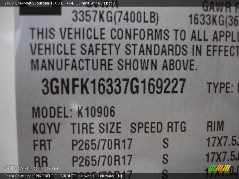 Summit White / Ebony 2007 Chevrolet Suburban 1500 LT 4x4