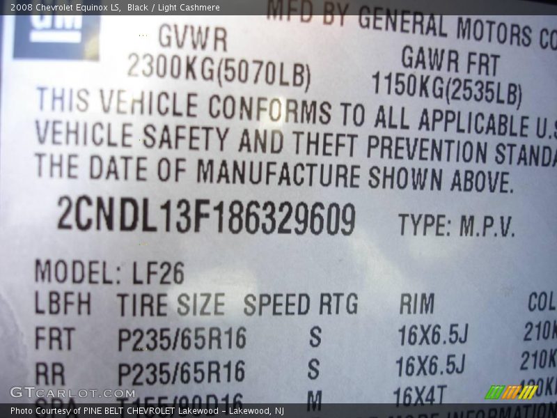 Black / Light Cashmere 2008 Chevrolet Equinox LS