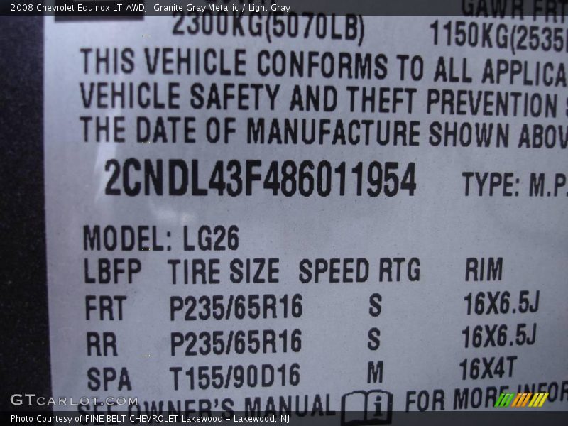 Granite Gray Metallic / Light Gray 2008 Chevrolet Equinox LT AWD