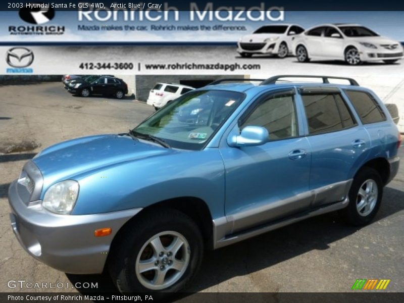 Arctic Blue / Gray 2003 Hyundai Santa Fe GLS 4WD