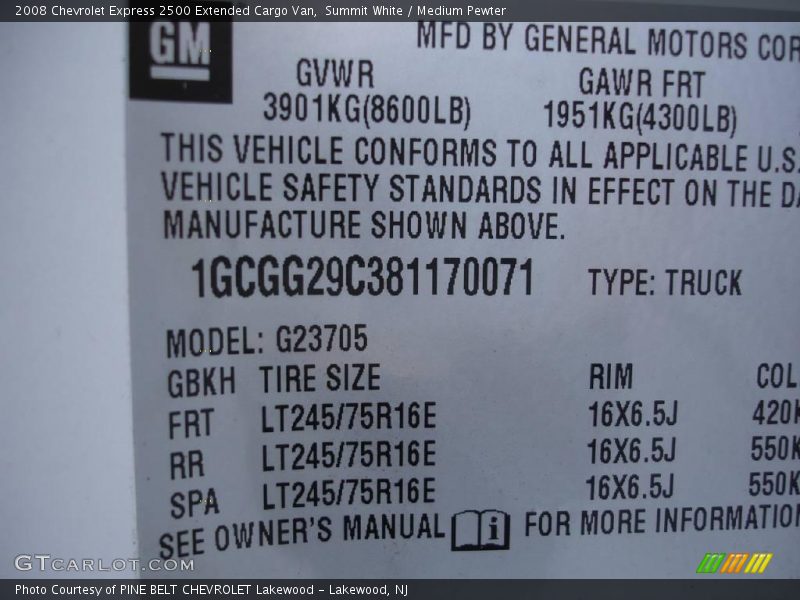 Summit White / Medium Pewter 2008 Chevrolet Express 2500 Extended Cargo Van