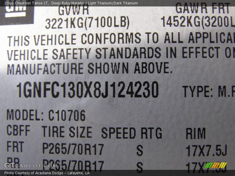 Deep Ruby Metallic / Light Titanium/Dark Titanium 2008 Chevrolet Tahoe LT