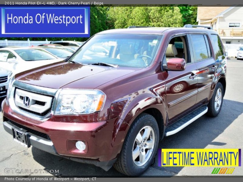 Dark Cherry Pearl / Beige 2011 Honda Pilot EX-L 4WD