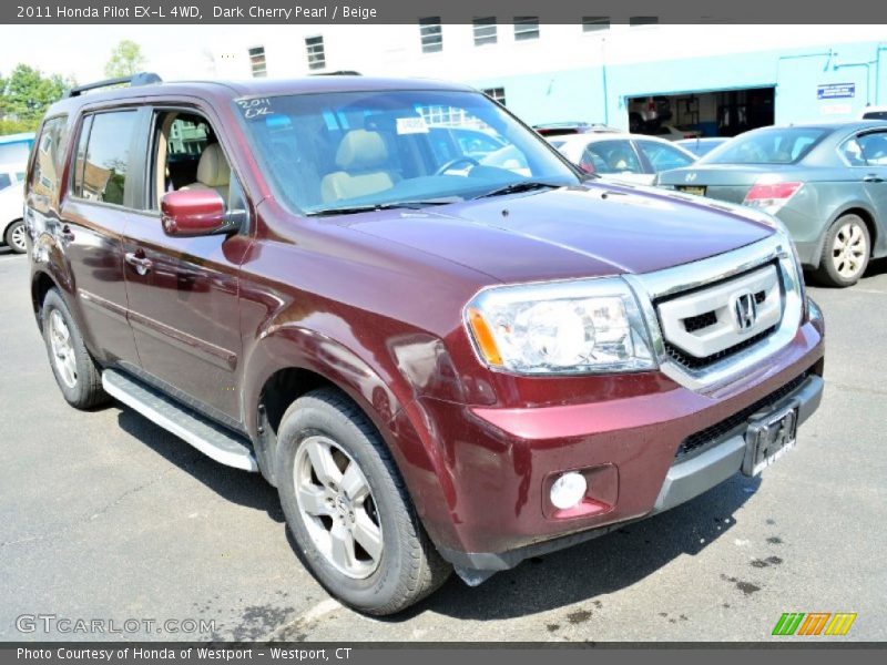 Dark Cherry Pearl / Beige 2011 Honda Pilot EX-L 4WD