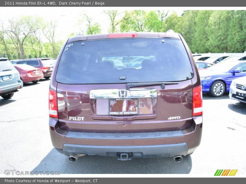 Dark Cherry Pearl / Beige 2011 Honda Pilot EX-L 4WD
