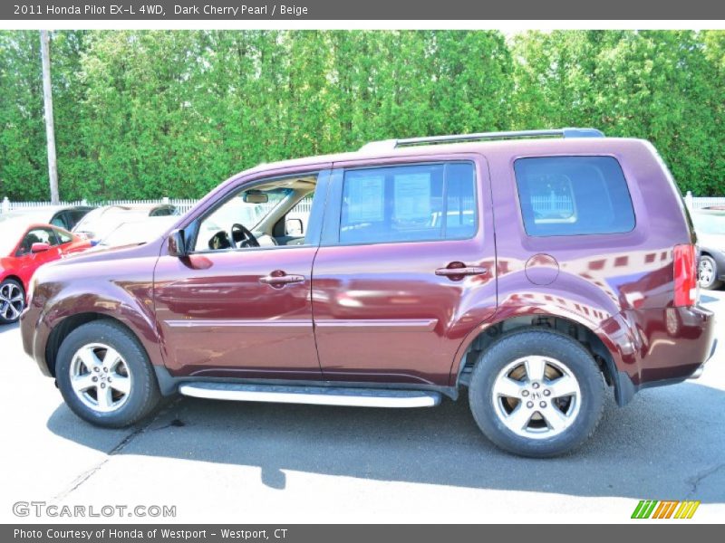 Dark Cherry Pearl / Beige 2011 Honda Pilot EX-L 4WD