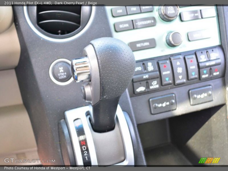 Dark Cherry Pearl / Beige 2011 Honda Pilot EX-L 4WD