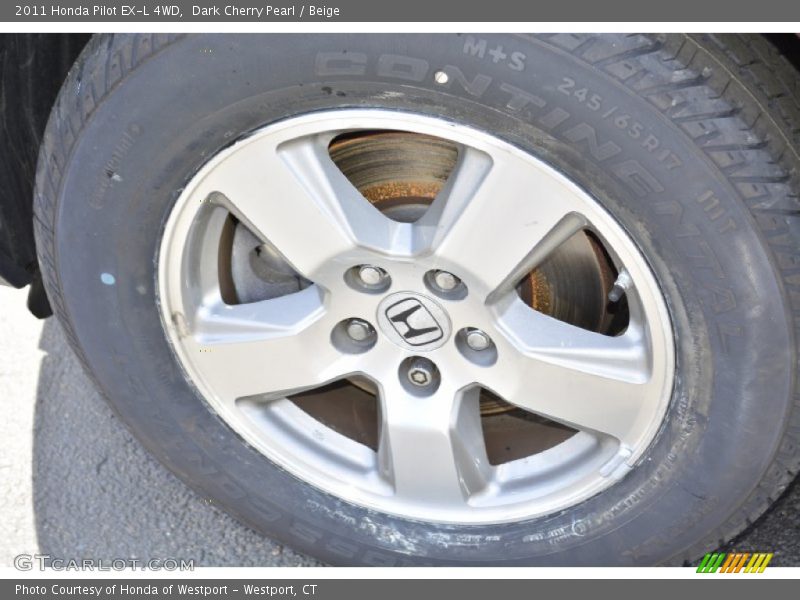 Dark Cherry Pearl / Beige 2011 Honda Pilot EX-L 4WD