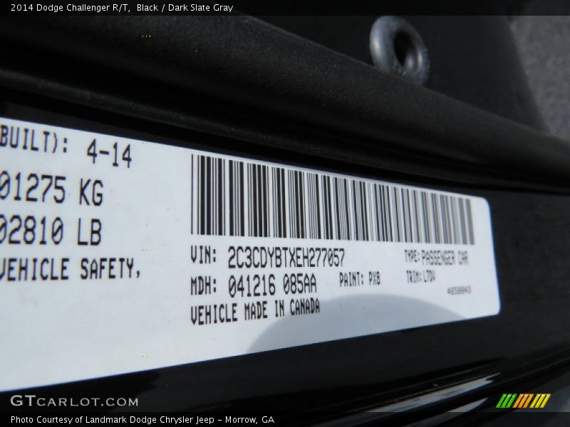 Black / Dark Slate Gray 2014 Dodge Challenger R/T