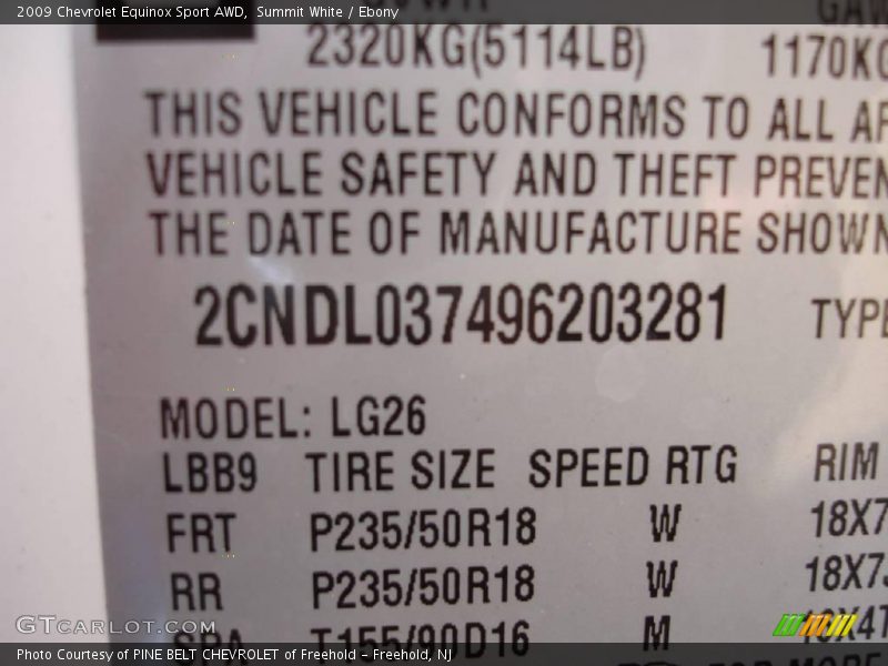 Summit White / Ebony 2009 Chevrolet Equinox Sport AWD