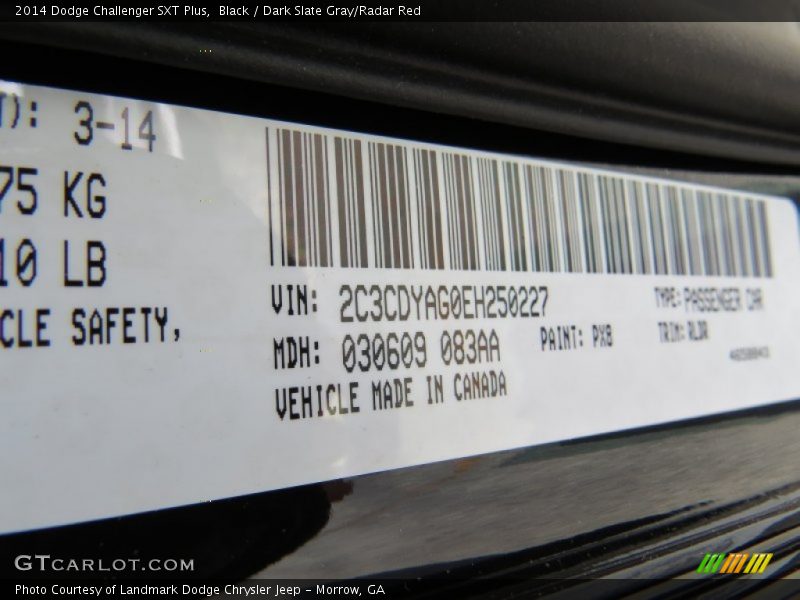 Black / Dark Slate Gray/Radar Red 2014 Dodge Challenger SXT Plus