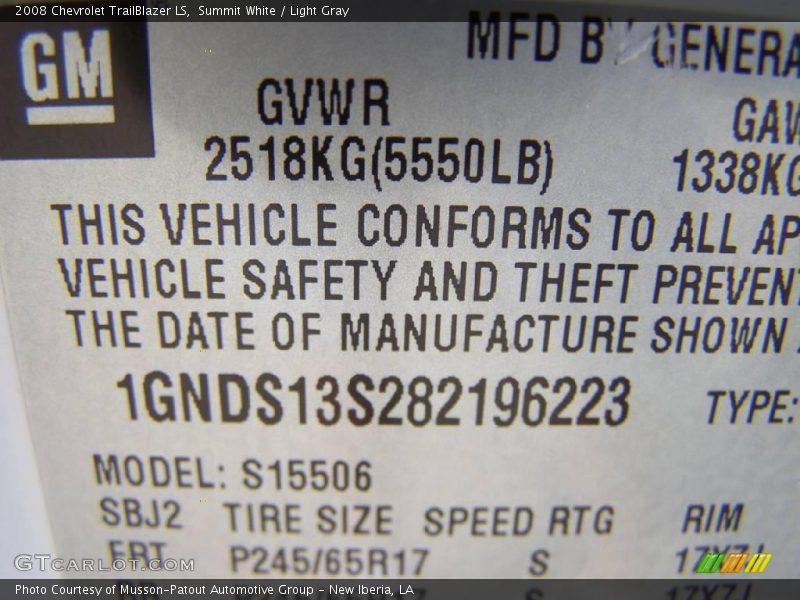 Summit White / Light Gray 2008 Chevrolet TrailBlazer LS