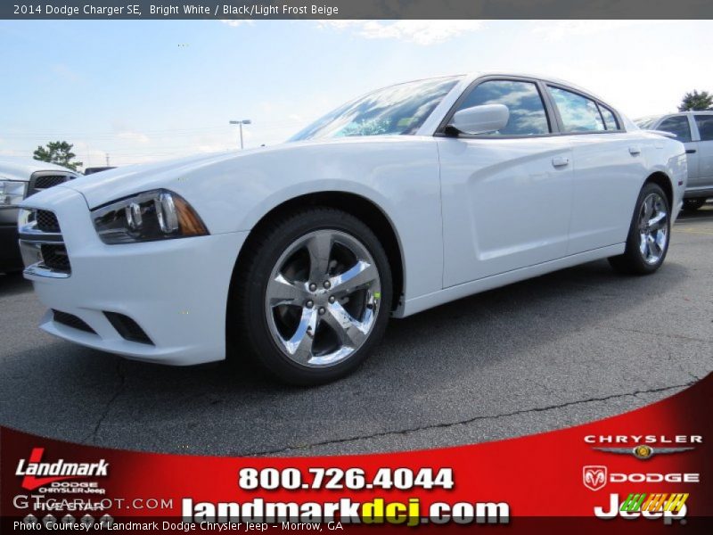 Bright White / Black/Light Frost Beige 2014 Dodge Charger SE