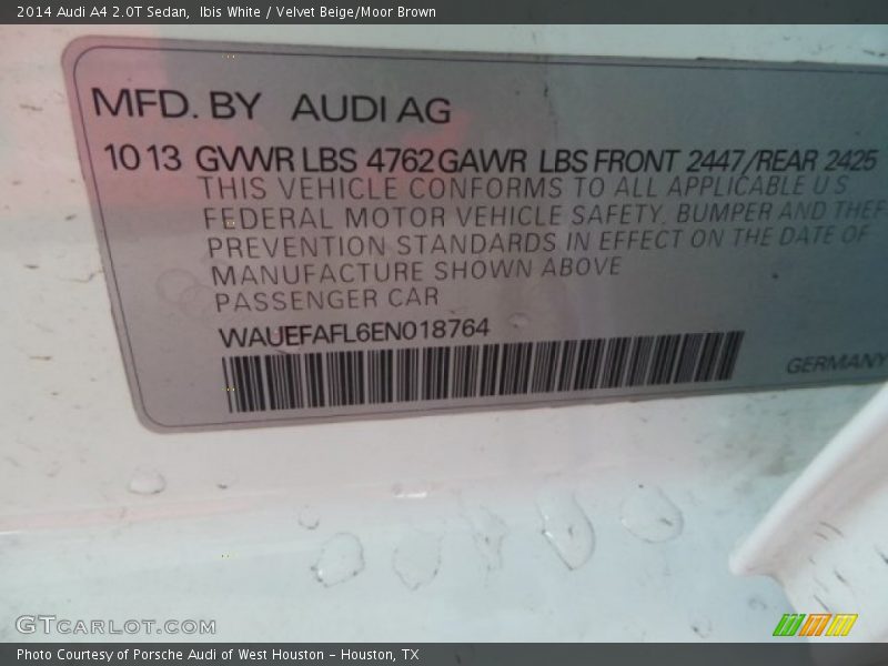 Ibis White / Velvet Beige/Moor Brown 2014 Audi A4 2.0T Sedan