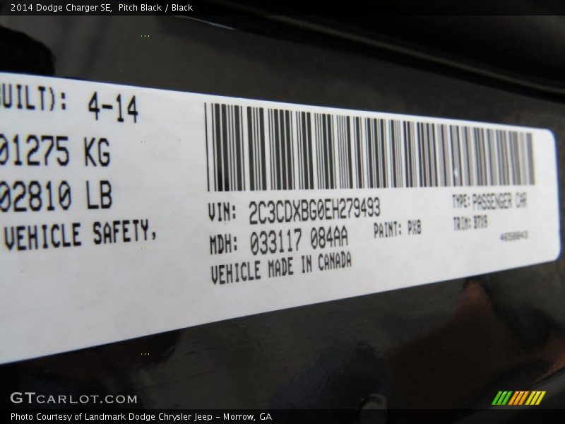 Pitch Black / Black 2014 Dodge Charger SE