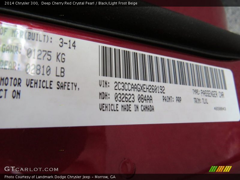 Deep Cherry Red Crystal Pearl / Black/Light Frost Beige 2014 Chrysler 300