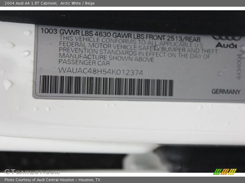 Arctic White / Beige 2004 Audi A4 1.8T Cabriolet