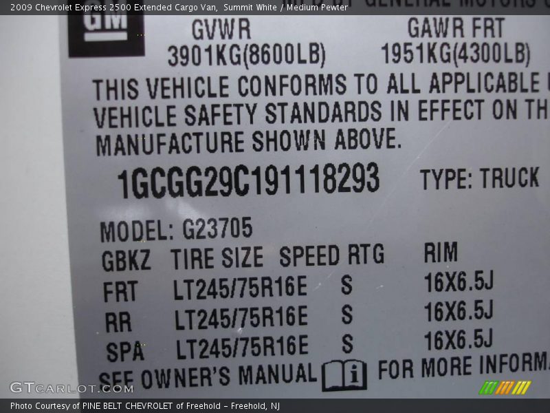 Summit White / Medium Pewter 2009 Chevrolet Express 2500 Extended Cargo Van