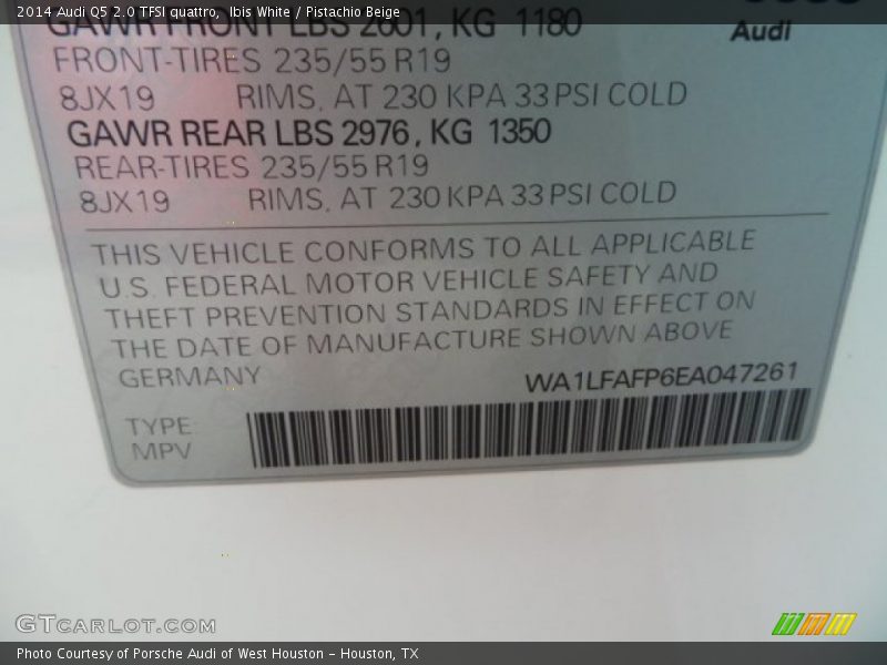 Ibis White / Pistachio Beige 2014 Audi Q5 2.0 TFSI quattro