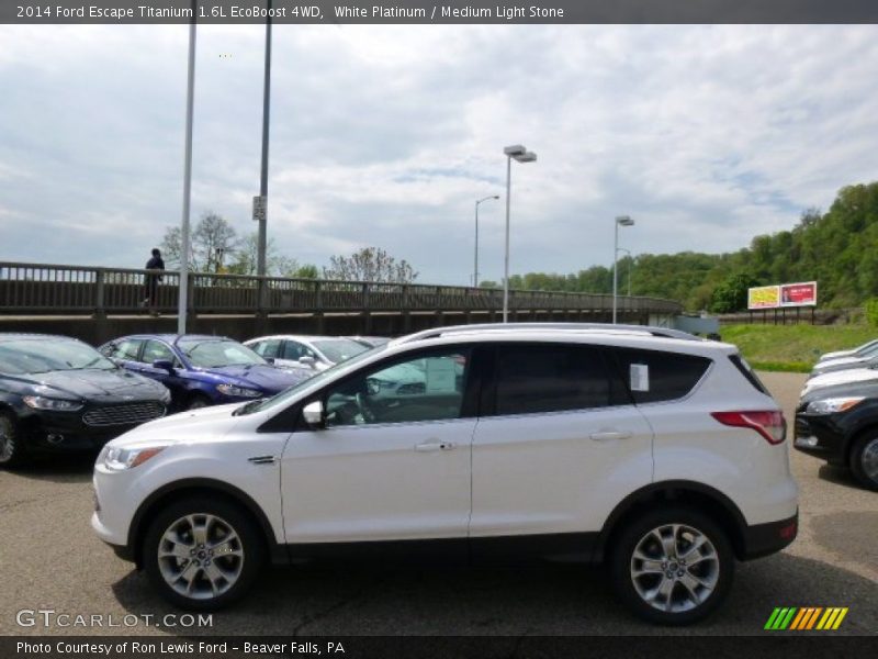 White Platinum / Medium Light Stone 2014 Ford Escape Titanium 1.6L EcoBoost 4WD