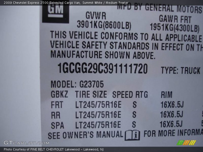 Summit White / Medium Pewter 2009 Chevrolet Express 2500 Extended Cargo Van