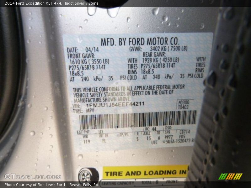 Ingot Silver / Stone 2014 Ford Expedition XLT 4x4