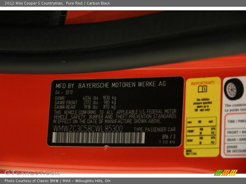B16 - 2012 Mini Cooper S Countryman