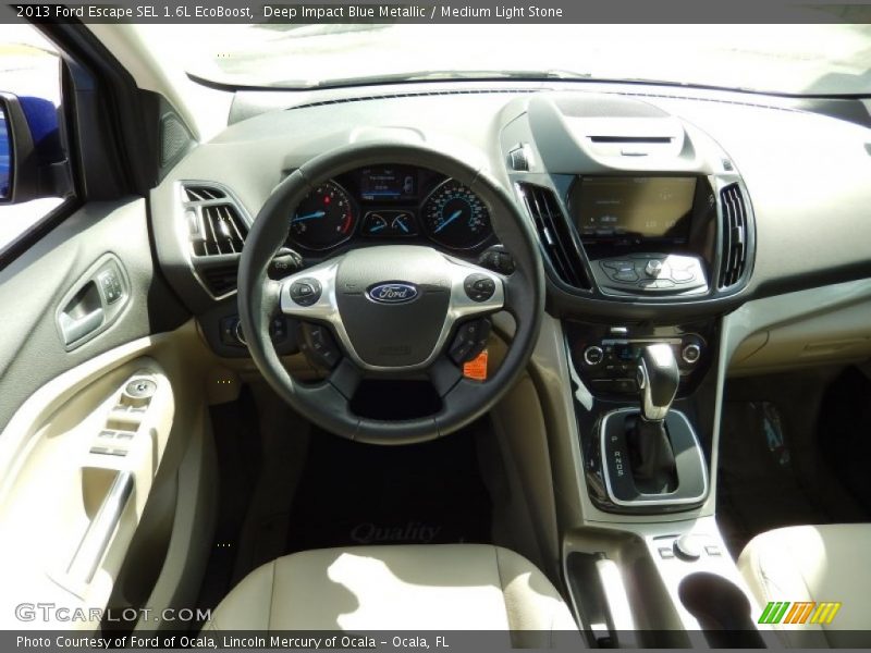 Deep Impact Blue Metallic / Medium Light Stone 2013 Ford Escape SEL 1.6L EcoBoost