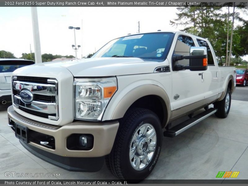 White Platinum Metallic Tri-Coat / Chaparral Leather 2012 Ford F250 Super Duty King Ranch Crew Cab 4x4