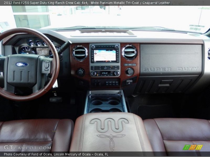 White Platinum Metallic Tri-Coat / Chaparral Leather 2012 Ford F250 Super Duty King Ranch Crew Cab 4x4