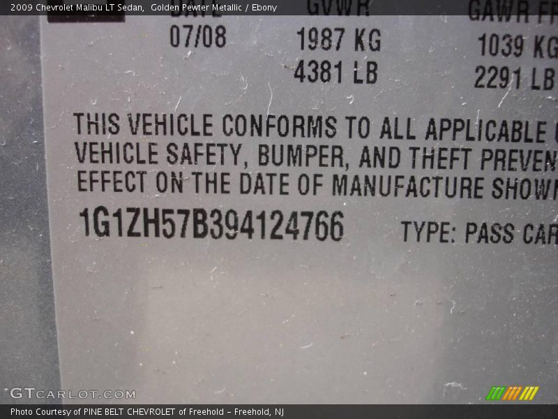 Golden Pewter Metallic / Ebony 2009 Chevrolet Malibu LT Sedan