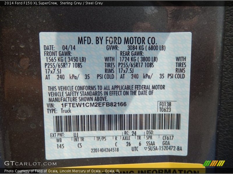 Sterling Grey / Steel Grey 2014 Ford F150 XL SuperCrew