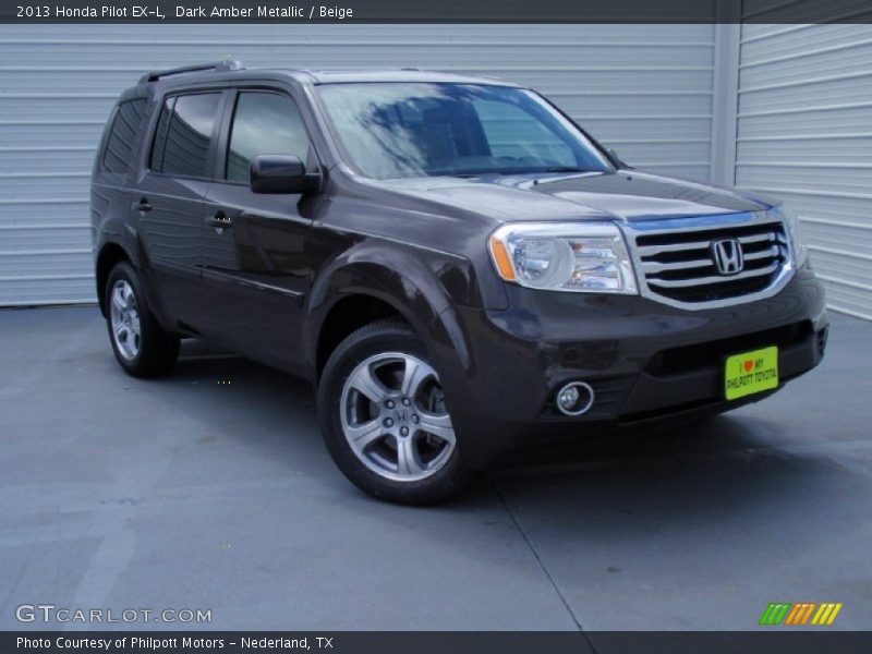 Dark Amber Metallic / Beige 2013 Honda Pilot EX-L