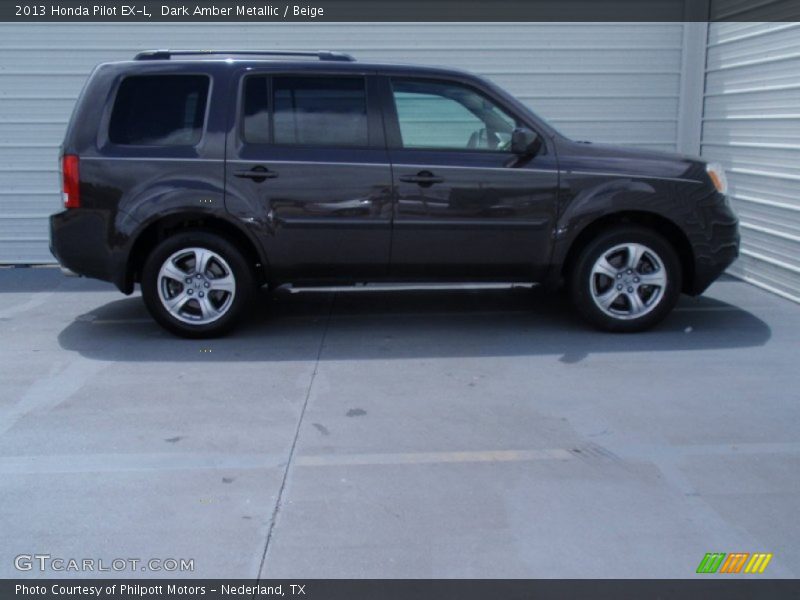 Dark Amber Metallic / Beige 2013 Honda Pilot EX-L